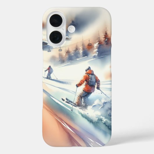 Coques Case-Mate iPhone Ski De Neige En Aquarelle (Verso)