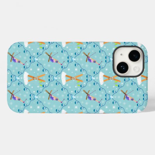 Coques Case-Mate iPhone Ski d'hiver Damask (Verso (horizontal))