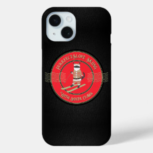 Coque Pour iPhone 15 Ski en pente avec Père Noël Claws Coque-Mate