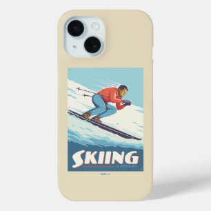 Coque Pour iPhone 15 Ski est croire Retro Print