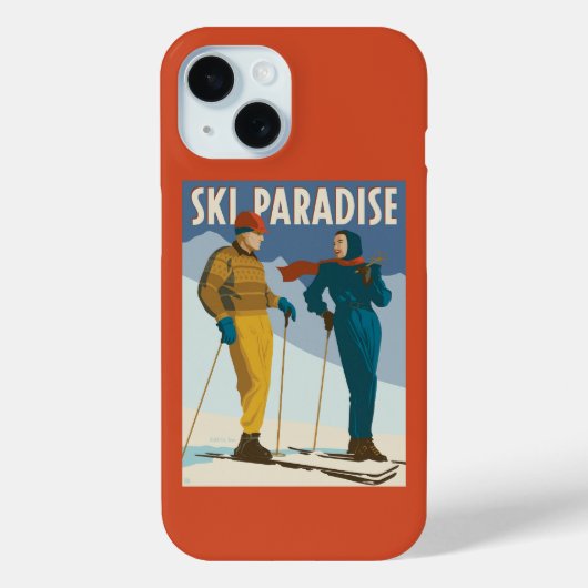 Coques Case-Mate iPhone Ski Paradise Impression Vintage (Verso)