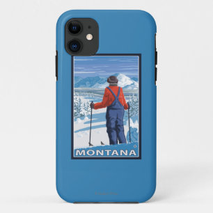 Case-Mate iPhone Case Skier AdmiringMontanaVintage Affiche de voyage