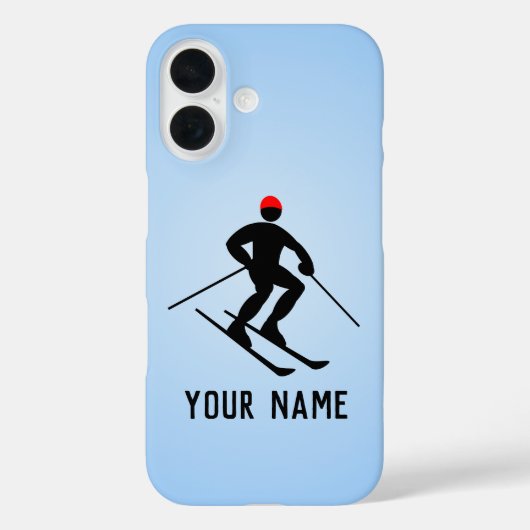 Coques Case-Mate iPhone Skier avec Polonais en descente, ajoutez votre tex (Verso)