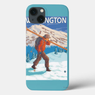 Etui iPhone 13 Skier Carrying Snow Skis - Washington