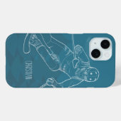 Coques Case-Mate iPhone Skier personnalisé dessin sur bleu (Verso (horizontal))