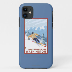 Coque iPhone 11 Skieur de neige de Downhhill - passage de