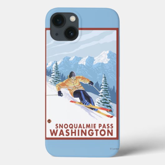 Coques Case-Mate iPhone Skieur de neige - Snoqualmie Pass, WA (Verso)