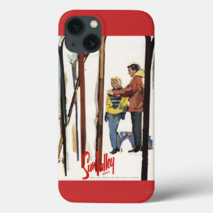 Coques Pour iPhone Skis Standing Up in Snow by Couple Poster