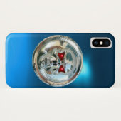 Coques Case-Mate iPhone SKULL RIDERS MONOGRAMME bleu (Dos (Horizontal))