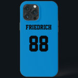Case-Mate iPhone Case Sky Blue et Black Sports Jersey<br><div class="desc">Ajoutez un nom et un numéro pour personnaliser ce boîtier téléphonique personnalisé bleu ciel et noir jersey sport inspiré. C'est un excellent cadeau pour un supporter sportif ou un athlète. Les options pour changer la couleur et la taille de police sont disponibles.</div>