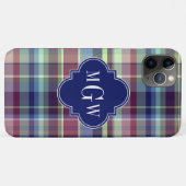 Coques Case-Mate iPhone Sky Blue Navy Bourgogne Whats Preppy Madras Monogr (Dos (Horizontal))