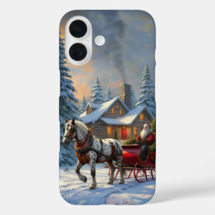 Coques iPhone 16 Sleigh Père Noël à cheval de Noël