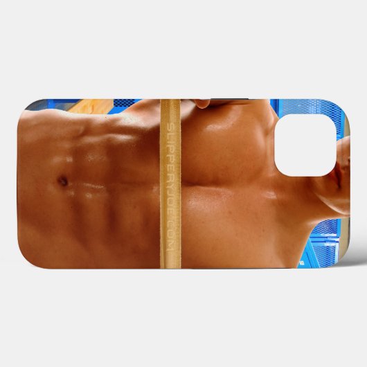 Coques Case-Mate iPhone SlipperyJoe homme musclé abs vestiaire pièce carre (Verso (horizontal))