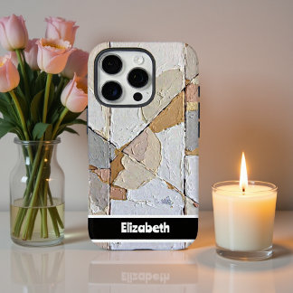 Coques iPhone 16 Pro Smartphone en mosaïque neutre Impasto texturé