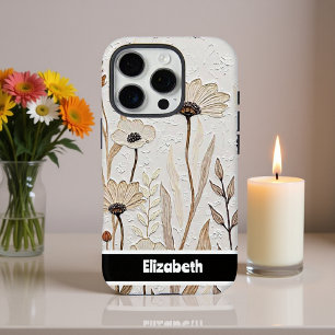 Coques iPhone 16 Pro Smartphone floral neutre Impasto textuel