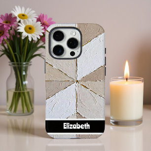 Coques iPhone 16 Pro Smartphone géométrique neutre Impasto texturé