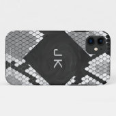 Coques Case-Mate iPhone Snakeskin Gris, blanc et noir Monogramme (Dos (Horizontal))