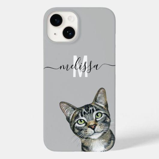 Coques Case-Mate iPhone Sneaky Peeking Chat Nom du monogramme (Verso)
