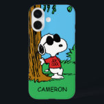 Coques iPhone 16 Snoopy "Joe Cool" debout<br><div class="desc">Découvrez le Cool Joe alter-ego de Snoopy debout et penché.</div>