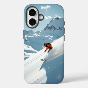 Coques iPhone 16 snowboardeur sur piste de neige