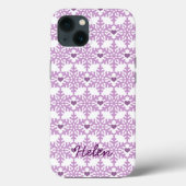 Coques Case-Mate iPhone Snowflake Heart Pattern - Custom name Case-Mate iP (Verso)