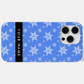 Coques Case-Mate iPhone Snowflakes blanc, Bleu, Votre nom, Personnaliser (Verso (horizontal))
