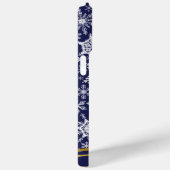 Coques Case-Mate iPhone Snowflakes bleu marine de Noël personnalisés (Verso / Droite)