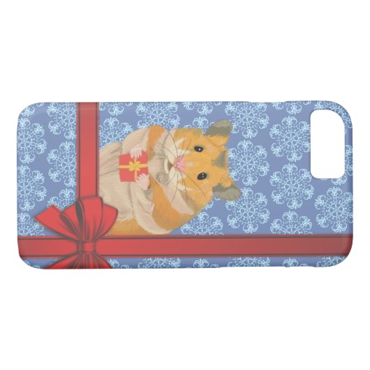 Coques Case-Mate iPhone Snowflakes Christmas Hamster (Dos (Horizontal))