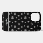 Coques Case-Mate iPhone Snowflakes motif noir nom personnalisé (Verso (horizontal))