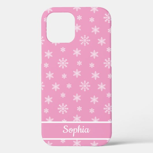 Coques Case-Mate iPhone Snowflakes motif rose nom personnalisé (Verso)
