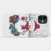 Coques Case-Mate iPhone Snowman Avec Cadeaux En Aquarelle (Dos (Horizontal))