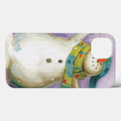 Coques Case-Mate iPhone Snowman avec Mittens d'hiver (Verso (horizontal))