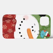 Coques Case-Mate iPhone Snowman de Noël avec oiseau (Verso (horizontal))