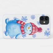 Coques Case-Mate iPhone Snowman et Snowflakes d'hiver (Dos (Horizontal))