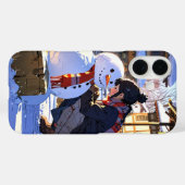 Coques Case-Mate iPhone Snowman s'amuse en hiver (Verso (horizontal))