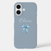 Coques Case-Mate iPhone Soft Blue Aesthetic Bow with Custom Name (Verso)