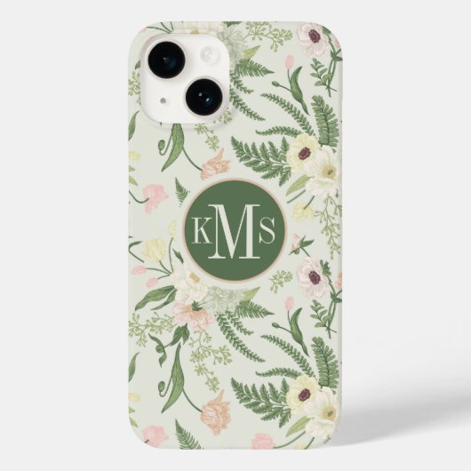 Coques Case-Mate iPhone Soft Mint Green Garden Motif (Verso)
