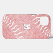 Coques Case-Mate iPhone softball rose monogrammed de fille (Verso (horizontal))