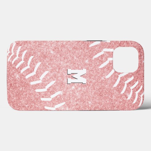 Coques Case-Mate iPhone softball rose monogrammed de fille (Verso (horizontal))