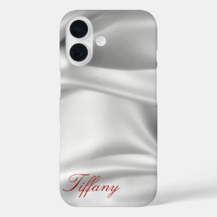 Coques iPhone 16 Soie argentée élégante   Boîtier téléphonique pers