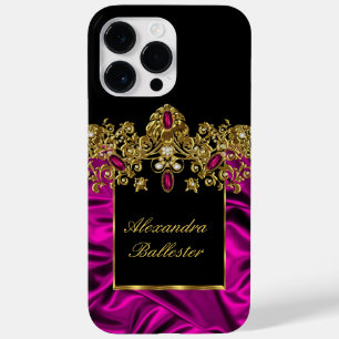 Coque Pour Pour iPhone 14 Pro Max Soie élégante rose riche or noir