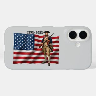 Coques iPhone 16 Soldat de la guerre d'indépendance et drapeau amér