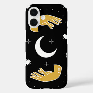 Coques iPhone 16 Solde lunaire - Mains sacrées et Lune de croissant