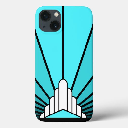 Coques Case-Mate iPhone Soleil Art déco en aqua (Verso)