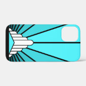 Coques Case-Mate iPhone Soleil Art déco en aqua (Verso (horizontal))