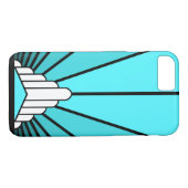 Coques Case-Mate iPhone Soleil Art déco en aqua (Dos (Horizontal))