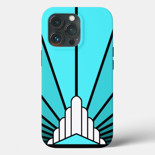 Coques Case-Mate iPhone Soleil Art déco en aqua (Verso)