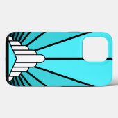 Coques Case-Mate iPhone Soleil Art déco en aqua (Verso (horizontal))