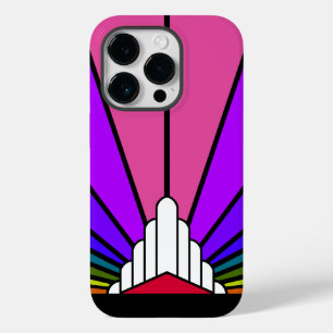 Coque Pour iPhone 14 Pro Soleil Art déco en arc-en-ciel