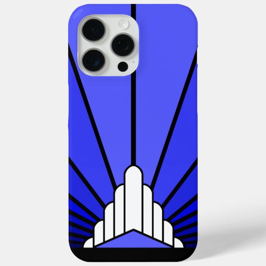 Coques Case-Mate iPhone Soleil Art déco en bleu (Verso)